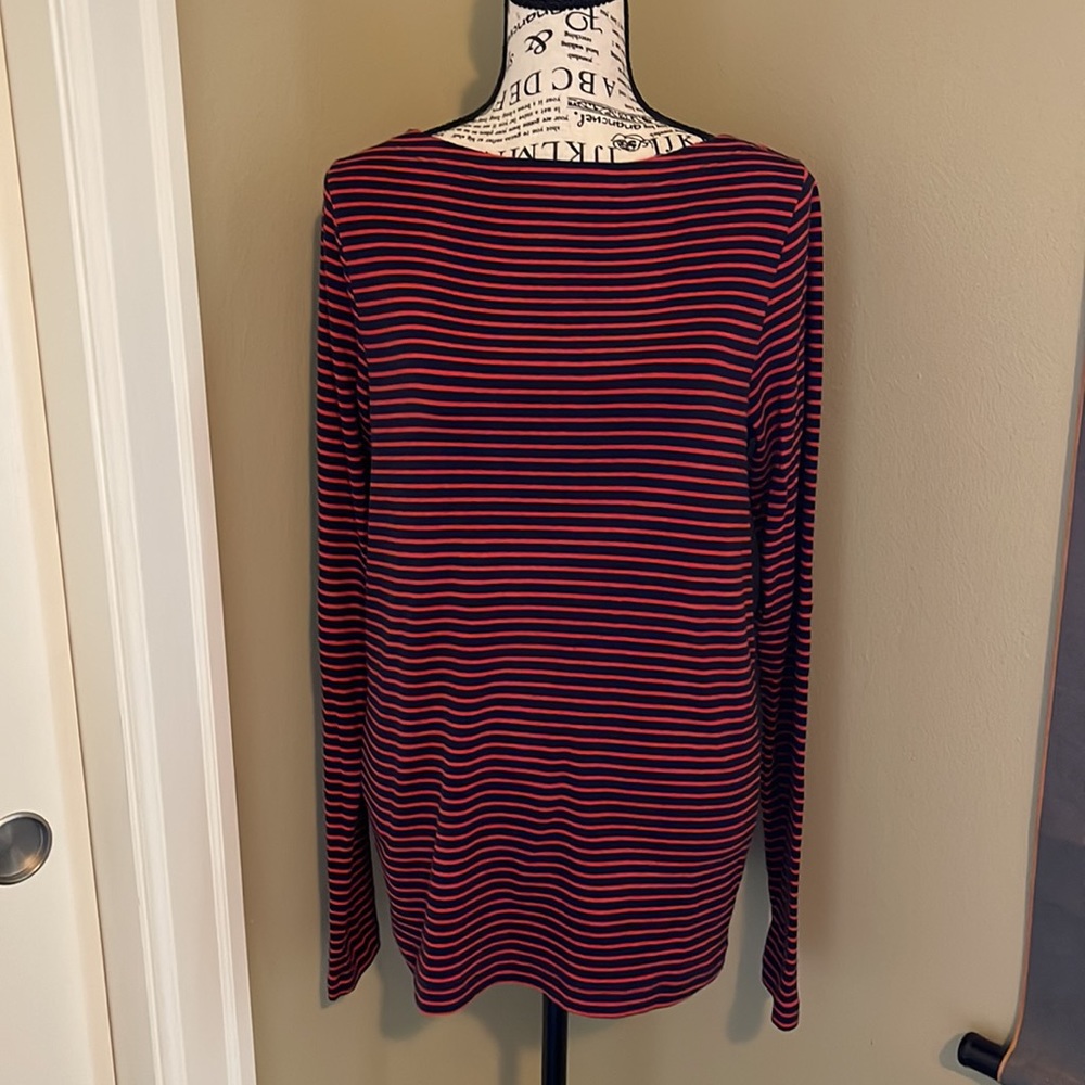 GAP Long Sleeve Striped Tee in Black and Red
